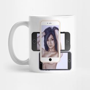 Illustration Logo – Phone Imaged Girl Mug